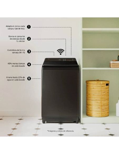 Lavadora Samsung 20 Kg Carga Superior Bespoke AI Wash Negra WA80F21S8BCO 6