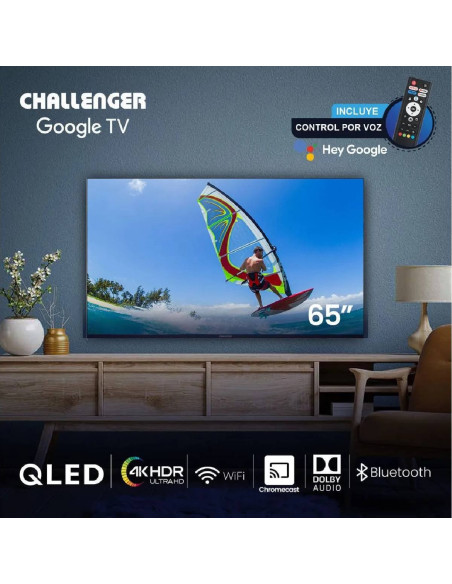 Televisor Challenger 65 pulgadas QLED Google TV 65KG290 BT 6