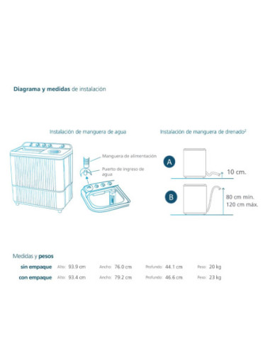 Lavadora Semiautomática Mabe 11Kg Doble Tina Blanca LMD1123HBAB0 6