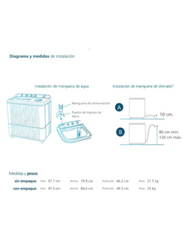 Lavadora Semiautomática Mabe 13Kg Doble Tina Blanca LMD3123HBAB0 7
