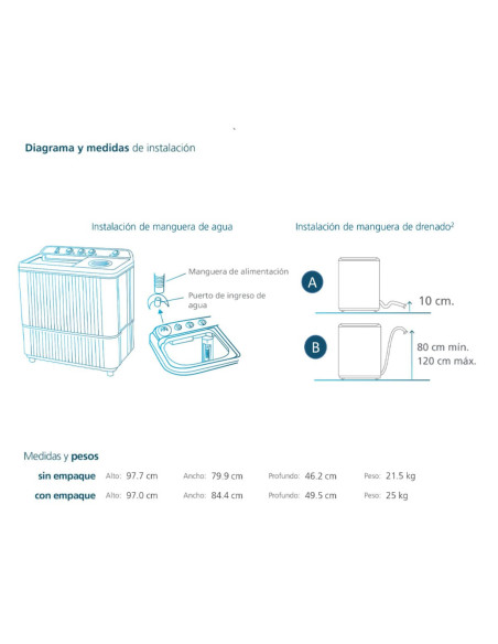 Lavadora Semiautomática Mabe 13Kg Doble Tina Blanca LMD3123HBAB0 7
