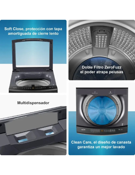 Lavadora Mabe 18 Kg Carga Superior Propela Diamond Gray LMA8120WDGAB0 4
