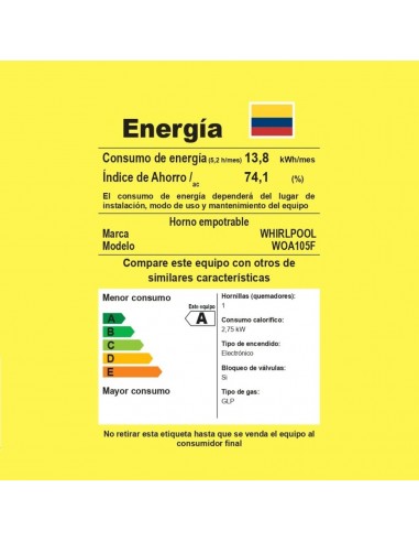Horno de Empotrar Whirlpool a Gas...
