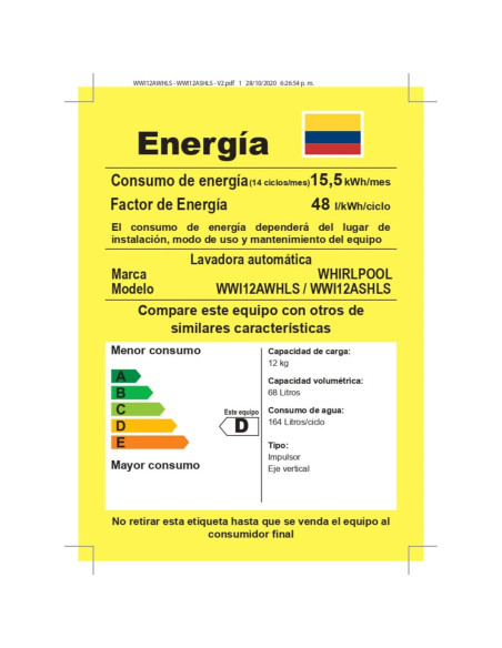 Lavadora Whirlpool 12Kg Carga Superior WWI12ASHLS 4