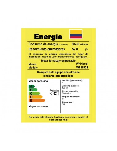 Cubierta Whirlpool 5Ptos a gas 36"... Cubierta Whirlpool 5Ptos a gas 36"...