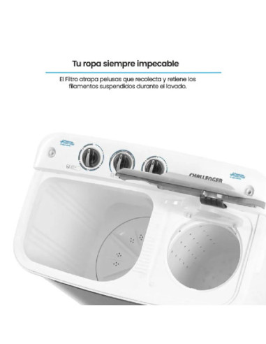 Lavadora Semiautomática Challenger 11 Kg Blanca CW4711 BL 8