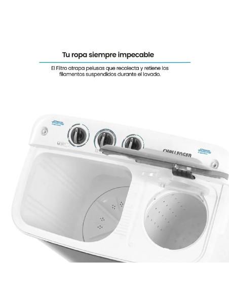 Lavadora Semiautomática Challenger 11 Kg Blanca CW4711 BL 8