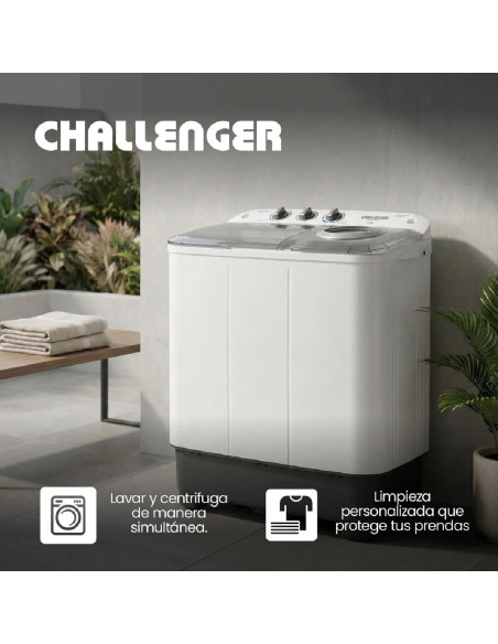 Lavadora Semiautomática Challenger 11 Kg Blanca CW4711 BL 9