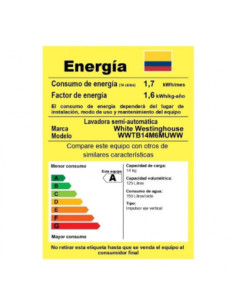 Lavadora Semiautomática Westinghouse 14Kg Blanca WWTB14M6MUW 1 2