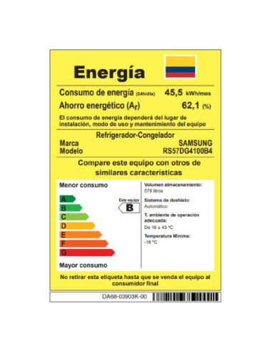Nevecon Samsung 578 Litros Side by Side Negro con AI Energy RS57DG4100B4CO 9
