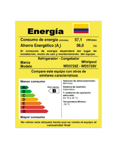 Nevecon Whirlpool 694 Litros Side by Side Xpert Inverter Gris WD5720Z 4