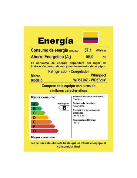 Nevecon Whirlpool 694 Litros Side by Side Xpert Inverter Negro WD5720V 11