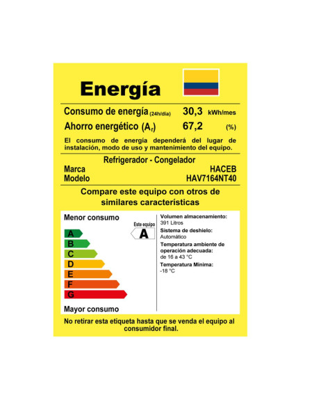 Nevera Haceb 404 Litros Brutos Negra Manija Integrada Inverter NEV ALC 404 SE DA MI NE INV 9