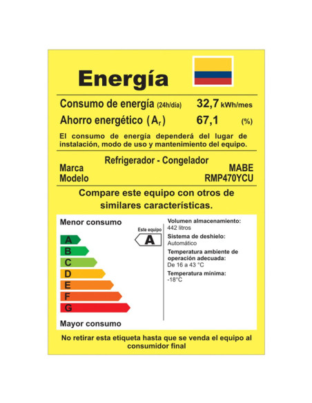 Nevera Mabe 470 Litros Brutos No Frost Top Mount Inox RMP470YCU 1