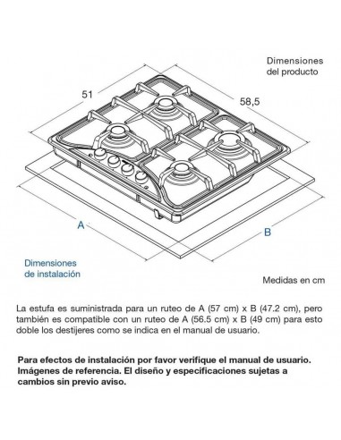 Cubierta Empotrable Challenger 58.5cm...