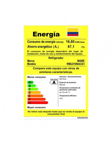 Nevera Mabe 211 Litros Brutos Frost...