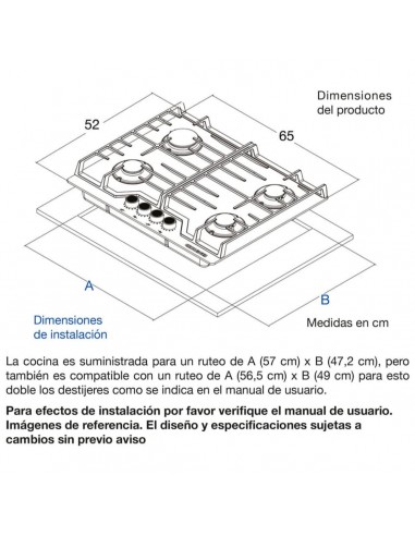 Cubierta Empotrable Challenger 65cm a...