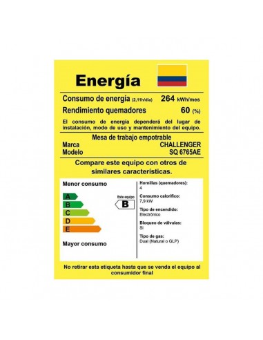 Cubierta Empotrable Challenger 65cm a...