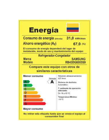 Nevera Samsung 427 Litros Tipo Europeo Gris RB43DG6005S9CO 4