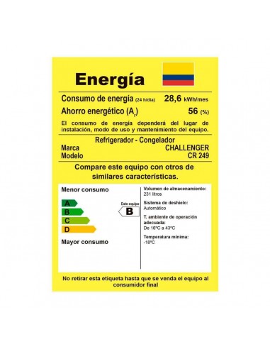 Nevera Challenger 249 Litros Lumina...