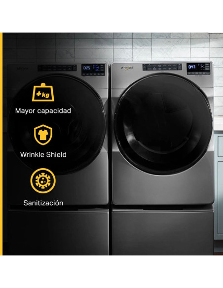 Secadora Whirlpool Eléctrica 23 Kg Carga Frontal Gris con Vapor 7MWED6605MC 5