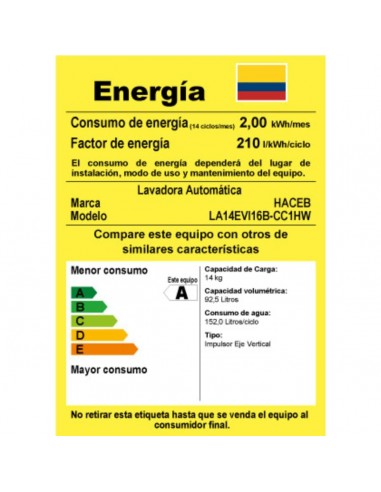 Lavadora Haceb Ivy 14 Kg Carga...