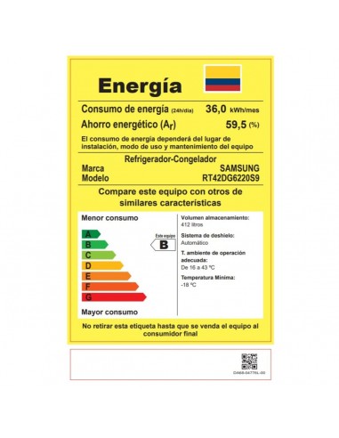 Nevera Samsung 412 Litros No Frost...