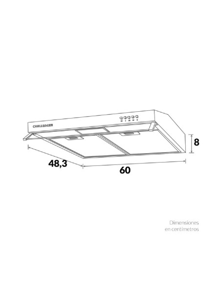 Campana Extractora Challenger Horizontal 60 cm Inox 3 velocidades CX 4562 INOX 4