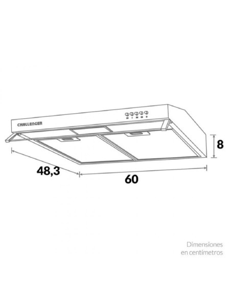 Campana Extractora Challenger Horizontal 60 cm Inox 3 velocidades CX 4562 INOX 6