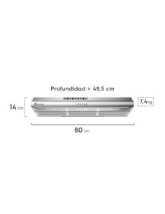 Campana Extractora Electrolux 80cm Empotrable 3 Velocidades Inox Emp EJSE306TBLS 1 2