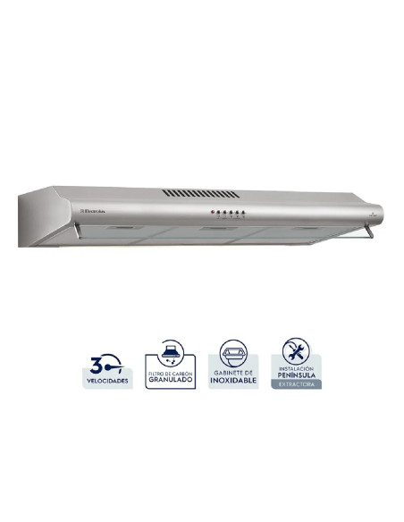 Campana Extractora Electrolux 80cm Empotrable 3 Velocidades Inox Emp EJSE306TBLS 3