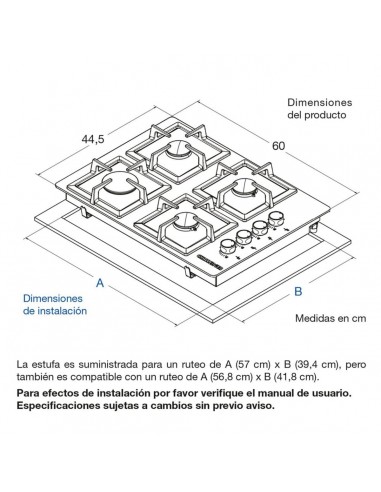 Cubierta Empotrable Challenger 60cm 4...