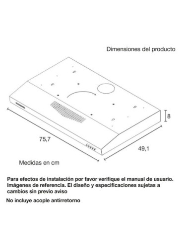 Campana Extractora Challenger 76cm Horizontal 3 Velocidades Negra CX 4572 NEGRA 8