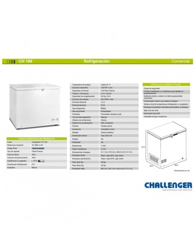Congelador Horizontal Challenger 204...