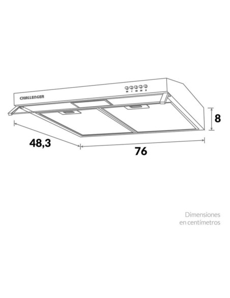 Campana Extractora Challenger 76cm Horizontal 3 Velocidades CX 4572 INOX 4