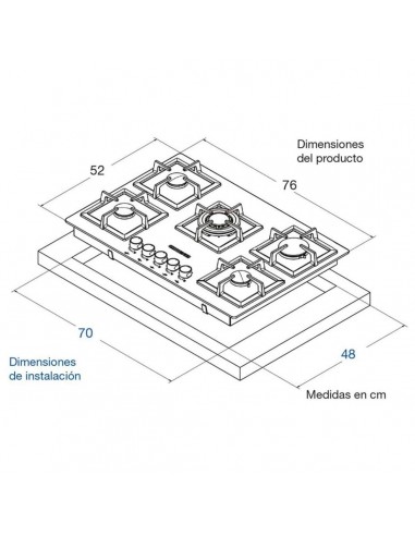 Estufa de empotrar en vidrio templado...