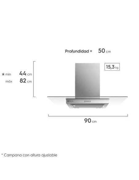 Campana Extractora Electrolux 90cm Empotrable Pared Luz LED Inox Emp CE9VX