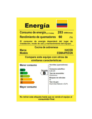 Estufa de Mesa Haceb 4 Puestos Avellana Gas Natural Plata