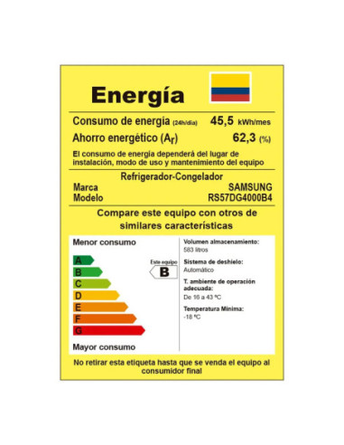 Nevecon Samsung 583 Litros Side by Side AI Energy Negro RS57DG4000B4CO 6