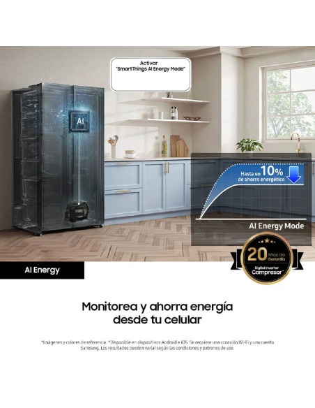 Nevecon Samsung 583 Litros Side by Side AI Energy Negro RS57DG4000B4CO 9