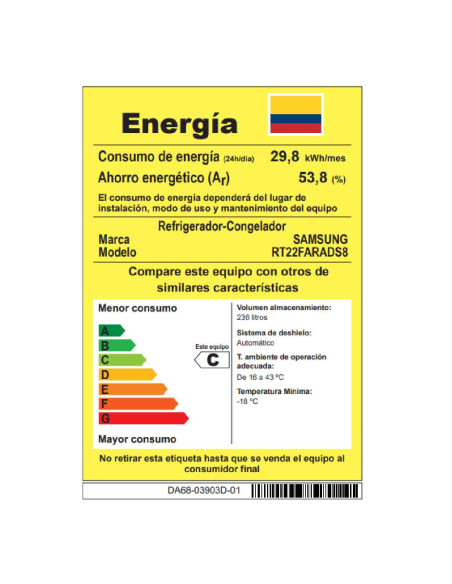 Nevera Samsung 236 Litros No Frost Top Mount Gris RT22FARADS8/CO 5