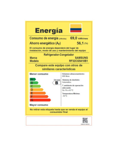 Nevecon Samsung 859 Litros Tipo Europeo SpaceMax™ Negro RF32CG5410B1CO 10