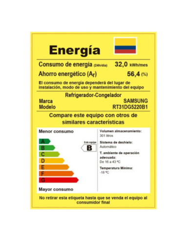 Nevera Samsung 301 Litros No Frost Top Mount SpaceMax Negra RT31DG5220B1CO 8