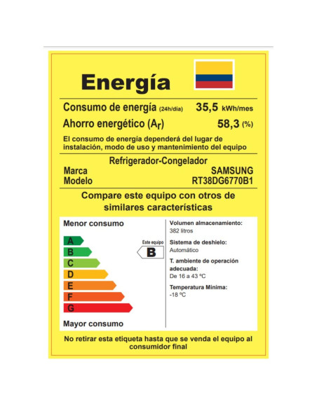 Nevera Samsung 382 Litros No Frost Top Optimal Fresh Negra RT38DG6770B1CO 7