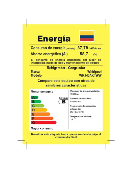 Nevera Whirlpool 394 Litros No Frost Top Mount Gris WRJ43AKTWW 5