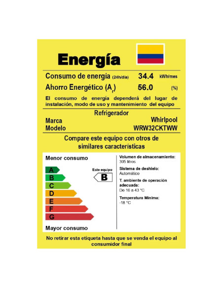 Nevera Whirlpool 305 Litros No Frost Top Mount Gris WRW32CKTWW 8