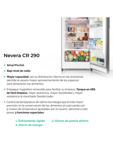 Nevera Challenger 290 Litros Brutos No Frost Lúmina CR 290 2