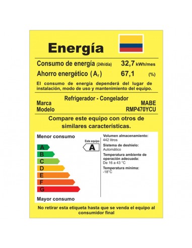Nevera Mabe 470 Litros Brutos No...