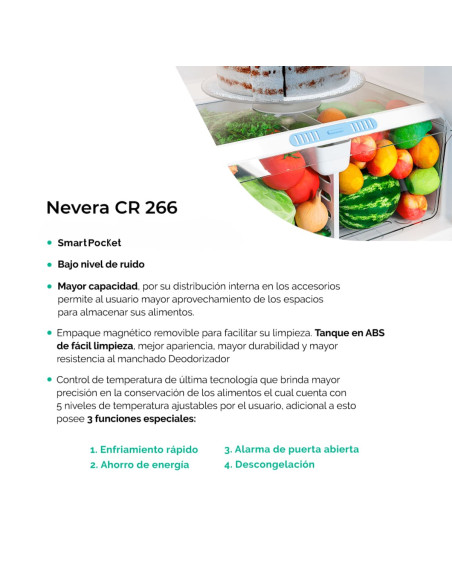 Nevera Challenger 266 Litros Brutos No Frost Lúmina CR 266 2
