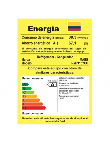Nevera Mabe 415 Litros Brutos No...